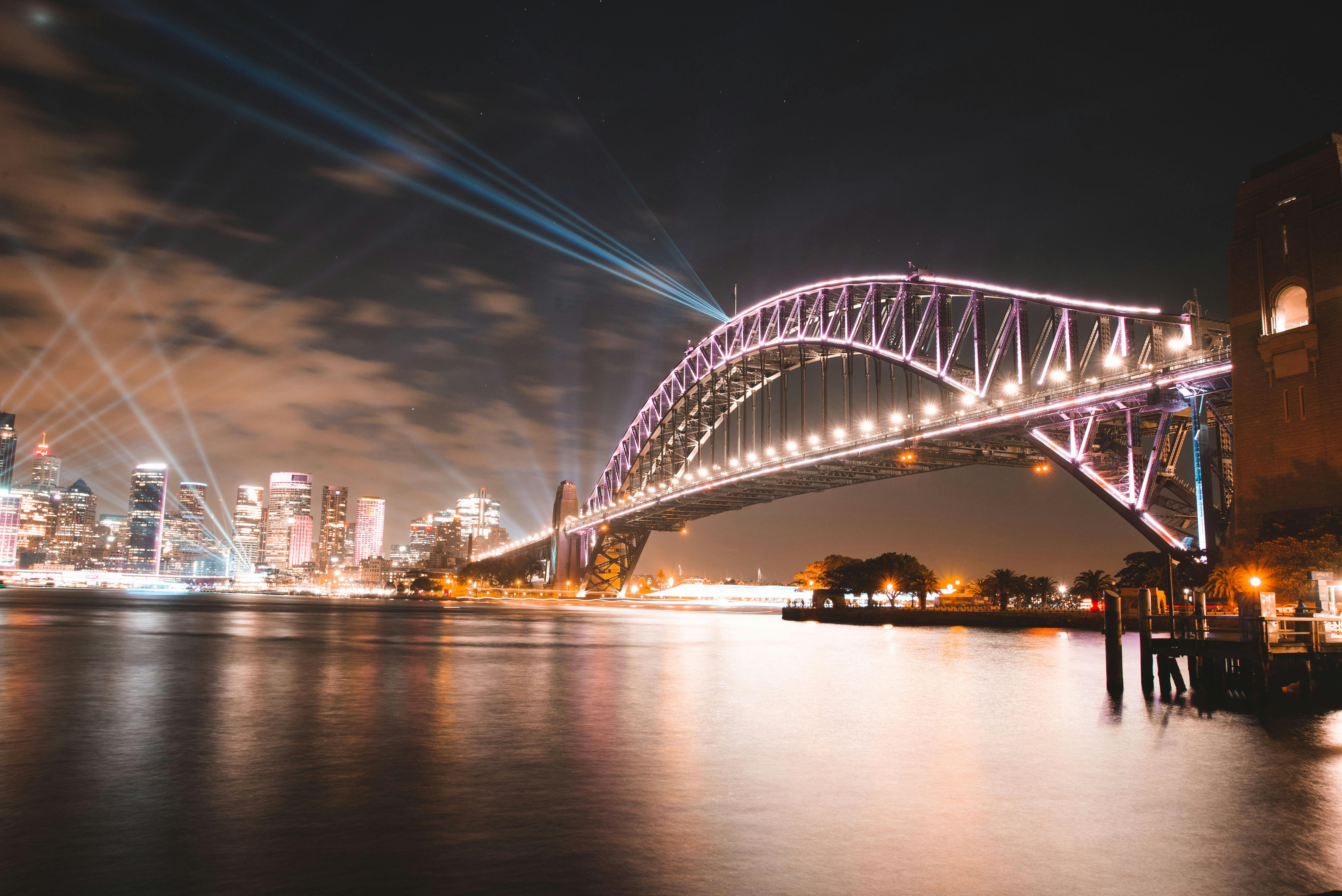 sydney bridge at night