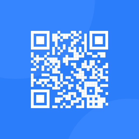 a box with a qr code and a blue background